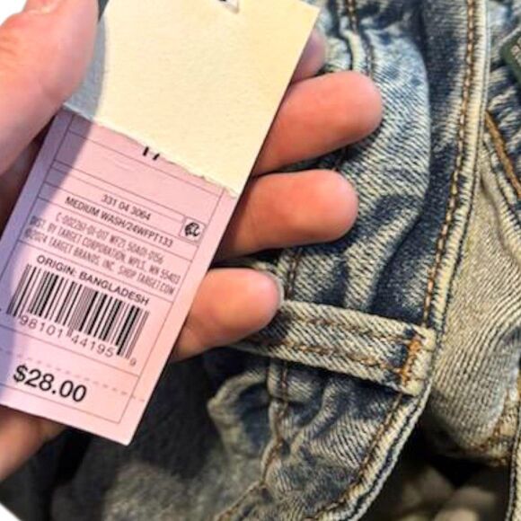 NWT Wild Fable Jeans 17 EasyRigid 90s Relaxed Crop Wide Leg Raw Hem Medium Wash - Picture 7 of 9